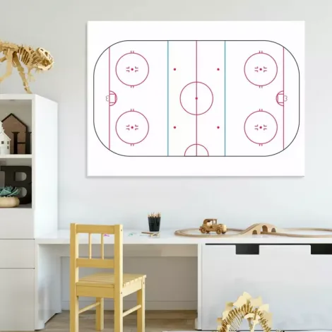 Tactical dry-erase coaching board 186 for hockey - Features a graphic of a hockey rink with lines.