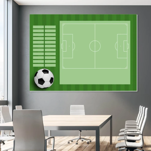 Tactical dry-erase coach\'s board for soccer 390 - Features a graphic of a soccer field with a ball.