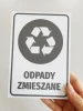 Mixed Waste Bin Sign - Graphic Design. Round recycling symbol with arrows and text.