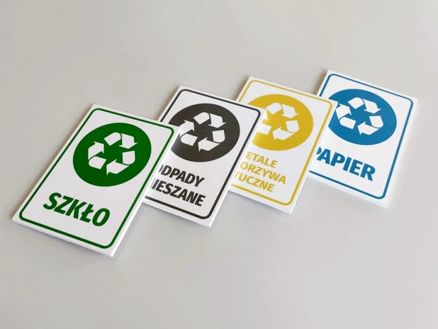 Mixed Waste Bin Sign - Rectangular sign with recycling symbol and text.
