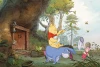 Disney wallpaper featuring Winnie the Pooh in pastel colors, perfect for a child\'s room.