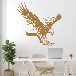 Eagle painting stencil 1206 - Office setup with light walls, minimalist furniture, and greenery.