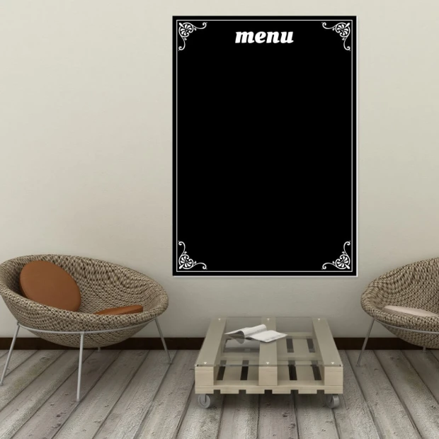 Chalkboard menu 063 - Modern interior design with light-colored walls and wooden flooring.