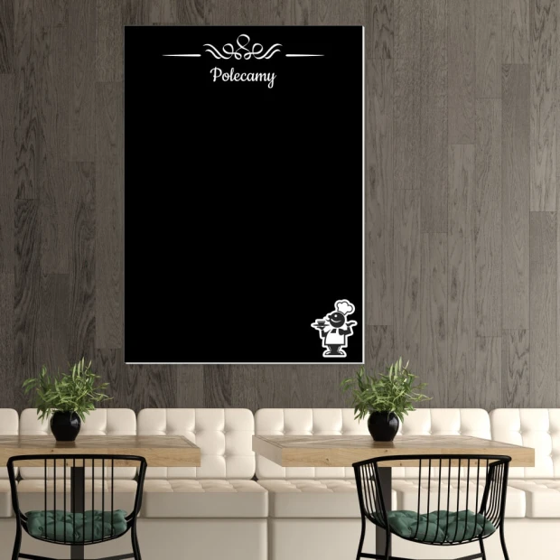 Chalkboard 051 - Café decor with brown walls, light furniture, and plants.