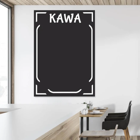 Chalkboard with coffee price print 012 - Simple black board with white frames and the word COFFEE.