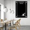 Chalkboard with coffee menu print 088 - Café decor. White walls, simple wooden furniture.