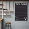 Chalkboard with drink print 023 - Kitchen decor. Gray brick walls and wooden furniture elements.