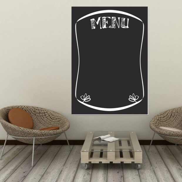 Chalkboard menu 004 - Modern interior design with light-colored walls and wooden flooring.