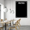 Chalkboard menu 019 - Cafe decor with white walls and light wooden furniture.