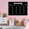 Chalkboard with lesson plan print 072 - Decor for a child\'s room. Pink walls, white furniture.