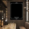 Chalkboard sign invites 044 - Restaurant decor with dark bricks and wooden furniture in neutral colors.