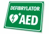 AED Defibrillator T562 - Graphic design with a green background, white text, and a heart symbol with a lightning bolt.