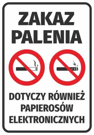 No Smoking Sticker, includes e-cigarettes - Graphic design. Two crossed-out cigarette symbols.