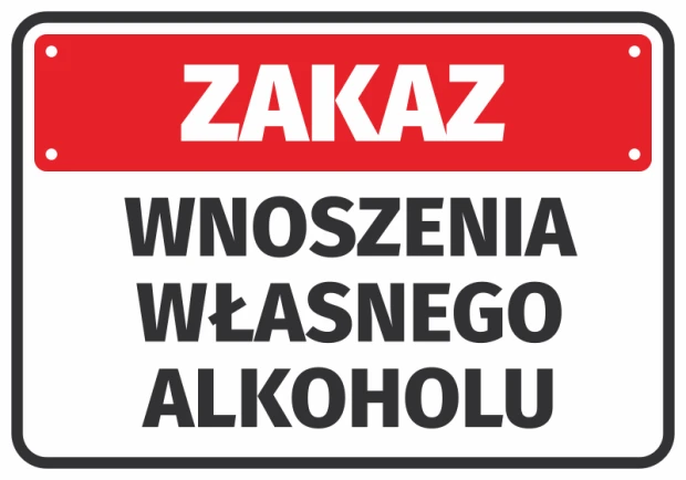 No outside alcohol allowed sticker - Graphic design. Red background with large white text.