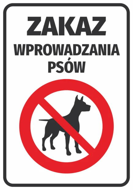 No Dogs Allowed Sticker - Graphic Design. Red circle with a crossed-out dog on a white background.
