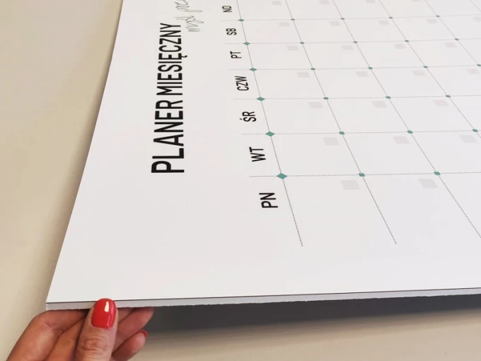 Magnetic dry-erase monthly planner board 469 - Graphic design with a simple grid for days and squares.