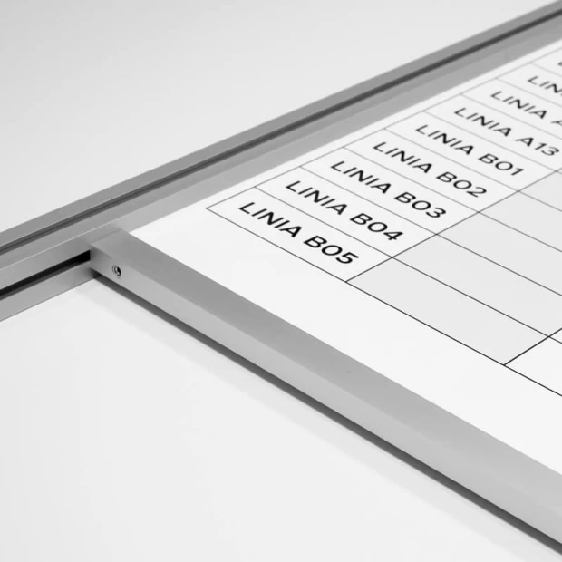Magnetic dry-erase freestanding board with printed design - horizontal layout. Features graphic pattern.