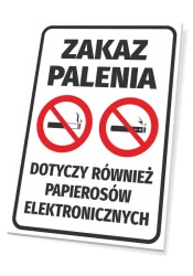 No Smoking Sign, includes e-cigarettes - Graphic design. Features two icons on a white background.