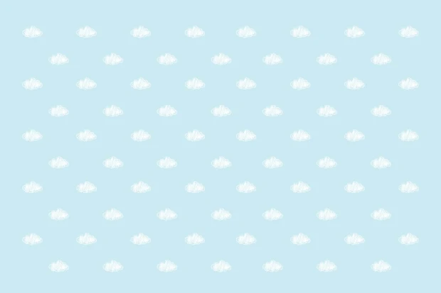 Kids\' wallpaper clouds 044 - Graphic design. Blue background with white clouds in a regular pattern.