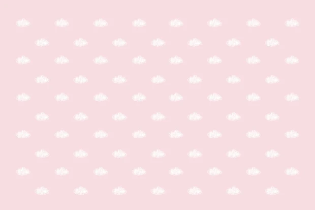 Children\'s room wallpaper clouds 057 - Graphic design. White clouds on a pink background in a regular pattern.