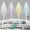 Pastel tree wallpaper 024 - Living room setup with gray walls, light sofa, and geometric patterns.