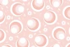 Floral abstract wallpaper 029 for the living room. Graphic design with pink and white circles, flowers, and leaves.