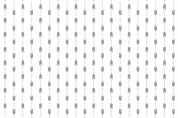 Scandinavian style wallpaper for living room 047 - Graphic pattern with black arrows on a white background in a regular layout.