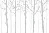 Tree wallpaper 049 - Graphic design with gray tree outlines on a white background, showcasing branches and trunks.