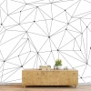 Geometric pattern wallpaper 043 - Graphic design with black lines forming a network of dots on a white background.
