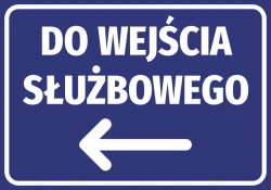 Office Entrance Sticker N591 - Graphic design. Blue background with white text and left arrow.