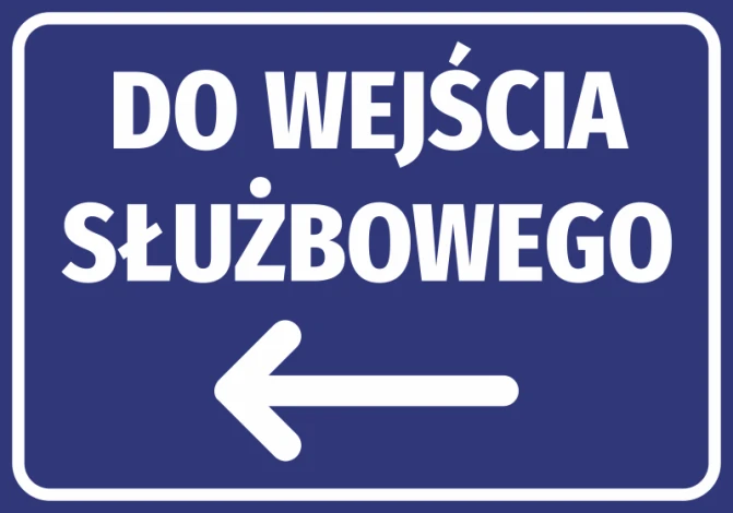 Office Entrance Sticker N591 - Graphic design. Blue background with white text and left arrow.