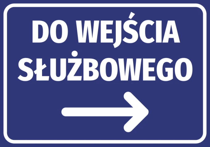 Business Entrance Sticker N592 - Graphic design with large text on a blue background and a white right arrow.