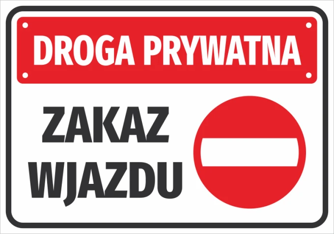 Private Road No Entry Sticker - Graphic Design. Red background with a white no entry sign.