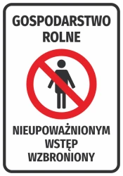 Farm Sticker: Unauthorized Entry Prohibited - Graphic Design. Red circle with a crossed-out silhouette.