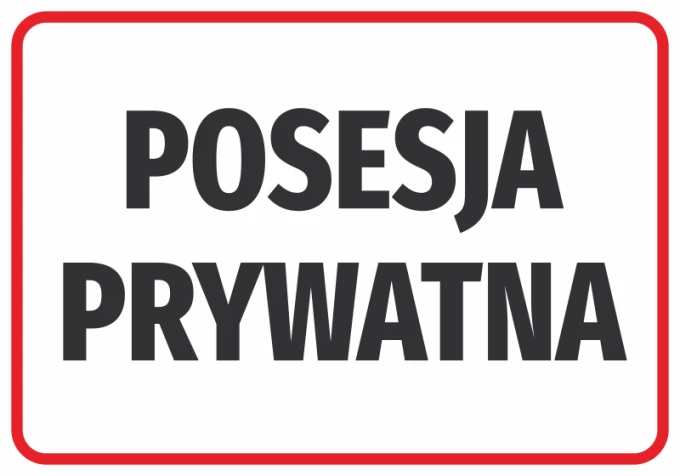 Private Property Sticker N588 - Graphic design with large black letters on a white background in a red frame.