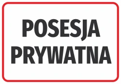Private Property Sticker N588 - Graphic design with large black letters on a white background in a red frame.