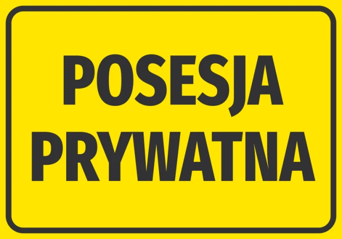 Private Property Sticker N589 - Graphic design. Yellow background with large black letters "PRIVATE PROPERTY".