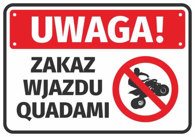 Warning: No Quad Entry Sticker - Graphic design with red background, white text, and crossed-out quad symbol.