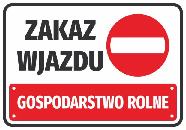 No Entry Sticker for Farms N568 - Graphic design with red circle, white rectangle, and black text.