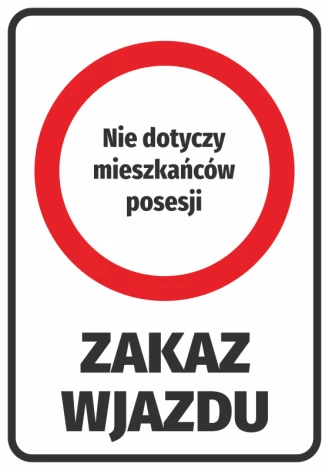 No entry sticker for non-residents - Graphic design. Red circle with white background and black text.