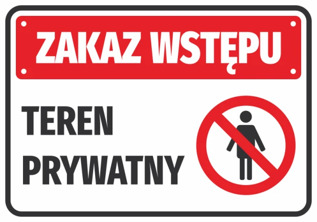No Entry Sticker Private Property - Graphic Design. Red background with white text and prohibition symbol.