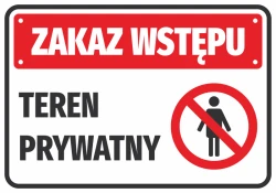 No Entry Sticker Private Property - Graphic Design. Red background with white text and prohibition symbol.