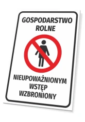 Farm Sign No Unauthorized Entry - Graphic Design. Red circle with a crossed-out silhouette.