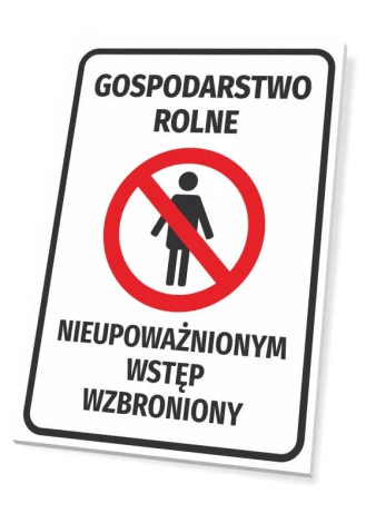 Farm Sign No Unauthorized Entry - Graphic Design. Red circle with a crossed-out silhouette.