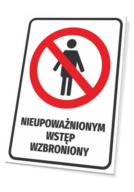 No entry for unauthorized persons - Graphic design. Red circle with a crossed-out figure silhouette on a white background.