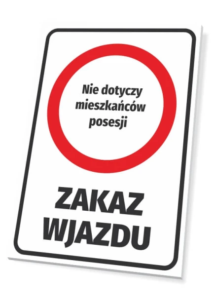No Entry Sign - Residents Exempt - Rectangular sign with red border and text.