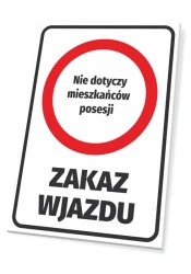 No Entry Sign - Residents Exempt - Rectangular sign with red border and text.
