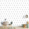 Children\'s room wallpaper featuring foxes 060 - Graphic design with foxes and other animals on a white background.