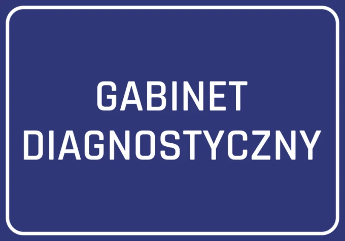 Diagnostic Office Sticker - Graphic design. Simple rectangular shape with white text on a dark background.