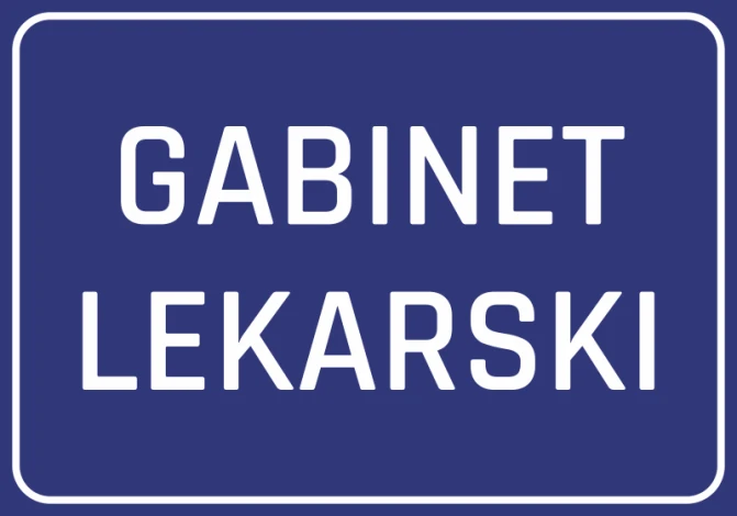 Medical Office Sticker - Graphic Design. Blue background with white text "MEDICAL OFFICE".